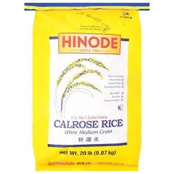 Hinode Rice Calrose White Medium Grain - 20 Lb