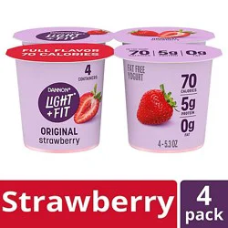 Light + Fit Strawberry Nonfat Gluten Free Yogurt - 4-5.3 Oz