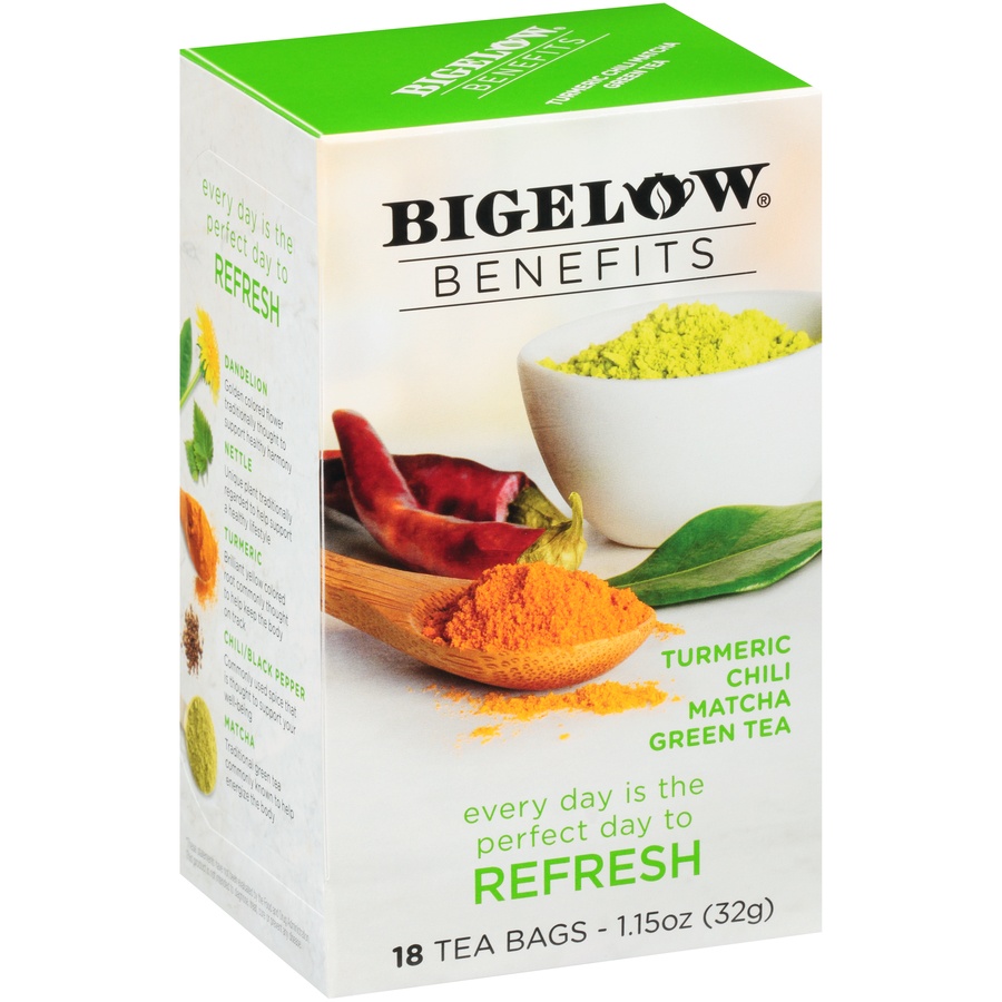 slide 2 of 7, Bigelow Benefits Turmeric Chili Matcha Green Tea, 18 Ct, 