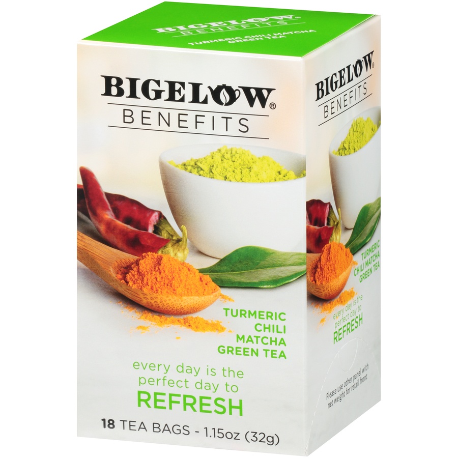 slide 3 of 7, Bigelow Benefits Turmeric Chili Matcha Green Tea, 18 Ct, 