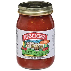 Robertos Salsa Green Chili Hot Jar - 16 Oz