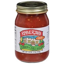Robertos Salsa Green Chili Hot Jar - 16 Oz