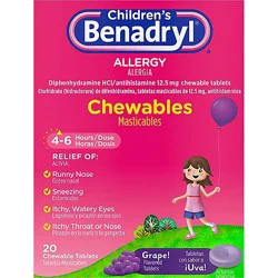 Benadryl Childrens Allergy Tablets 12.5mg Chewable Grape! - 20 Count