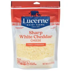 Lucerne Cheese Finely Shredded Cheddar White Sharp - 8 Oz