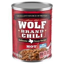Wolf Brand Hot Chili Without Beans - 15 Oz