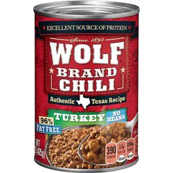 Wolf Brand 96% Fat Free Turkey Chili Without Beans - 15 Oz