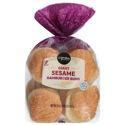 Signature Select Giant Sesame Hamburger Buns - 8 Count