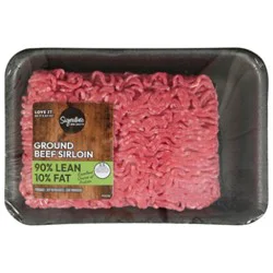Meat Counter Beef Ground Beef 90% Lean 10% Fat Sirloin All Natural - 1 Lb