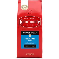 Community Coffee Whole Bean Medium Roast Breakfast Blend - 12 Oz