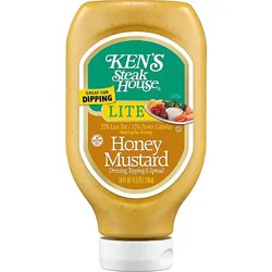 Kens Steak House Dressing Topping & Spread Lite Honey Mustard Squeeze Bottle - 24 Fl. Oz.
