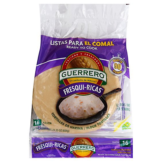 slide 1 of 1, Guerrero Fresquiricas Flour Tortillas Fajita Size - 16 Count, 21.33 oz