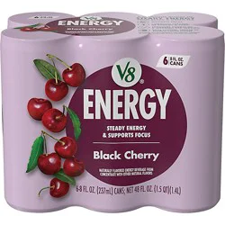V8 +energy Black Cherry Juice Energy Drink - 6-8 Fl. Oz.