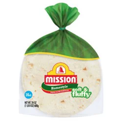 Mission Soft & Fluffy Homestyle Flour Tortillas Fajita Size - 16 Count