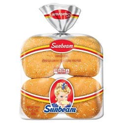Sunbeam Jumbo Seeded Hamburger Buns Enriched White Bread Sesame Seed Burger Buns - 8 Count