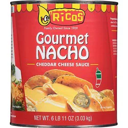 Ricos Sauce Cheese Gourmet Nacho Cheddar Medium Can - 107 Oz