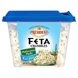 President Fat Free Mediterranean Herbs Feta Crumbles - 6 Oz