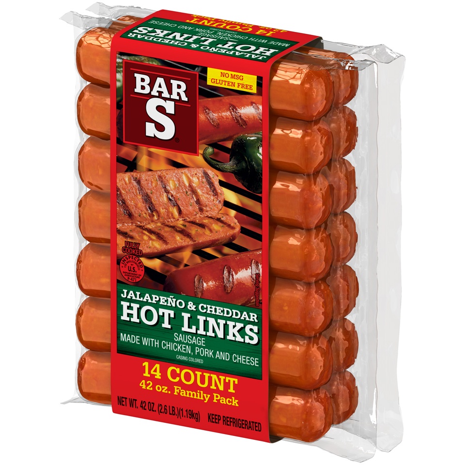 slide 3 of 7, Bar-S Jalapeno & Cheddar Hot Links 14 ct Pack, 