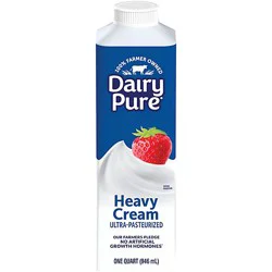 Dairypure 40% Ultra Pasteurized Heavy Whipping Cream Gable Top Paper Carton - 1 Quart