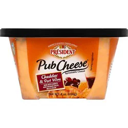President Pub Cheese Spreadable Cheese Cheddar & Port Wine - 8 Oz