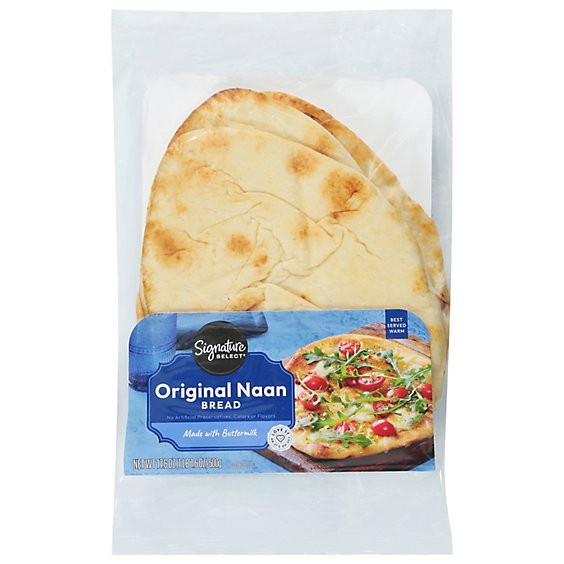 slide 1 of 1, Signature Select Original Naan Flat Bread - Each, 17.6 oz