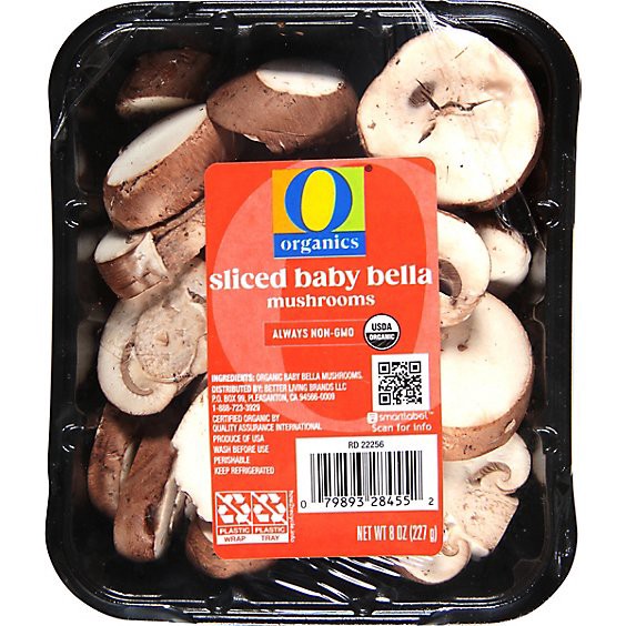 slide 1 of 1, O Organics Baby Bella Sliced Mushrooms - 8 Oz, 8 oz