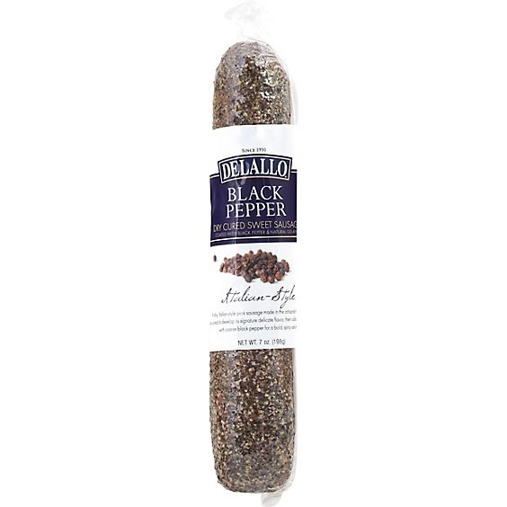 slide 1 of 1, Delallo Dry Sausage Black Pepper - 7 Oz, 7 oz