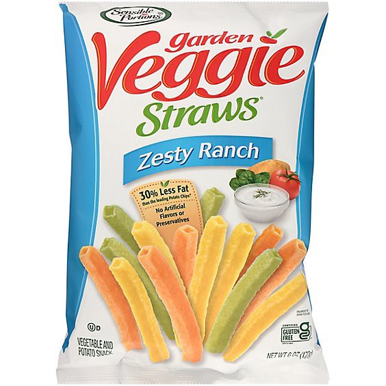 slide 1 of 1, Sensible Portions Garden Veggie Straws Zesty Ranch - 7 Oz, 6 oz