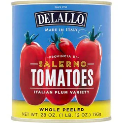 Delallo Tomatoes Peeled Whole Italian - 28 Oz