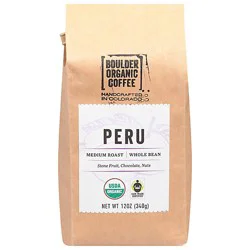 Boulder Organic Coffee Coffee Organic Whole Bean Medium Roast Peru - 12 Oz