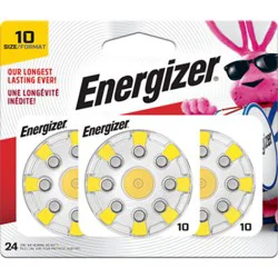 Energizer Yellow Tab Size 10 Hearing Aid Batteries - 24 Count