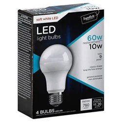 Signature Select Light Bulb Led Soft White 10w A19 760 Lumens - 4 Count