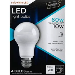 Signature Select Light Bulb Led Soft White 10w A19 760 Lumens - 4 Count