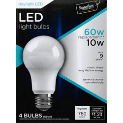 Signature Select Light Bulb Led Daylight 10w A19 760 Lumens - 4 Count