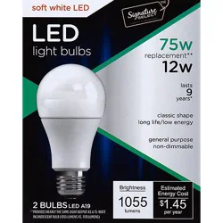 Signature Select Light Bulb Led Soft White 12w A19 - 2 Count