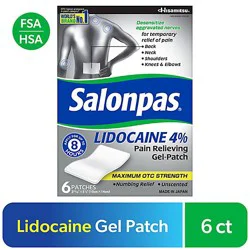 Salonpas Lidocaine 4% Pain Relieving Gel-Patch - 6 Count