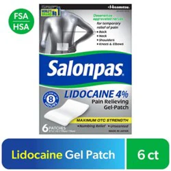 Salonpas Lidocaine 4% Pain Relieving Gel-Patch - 6 Count