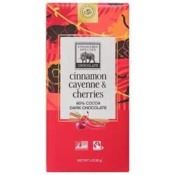 Endangered Species Dark Chocolate Natural 60% Cocoa With Cinnamon Cayenne & Cherries - 3 Oz