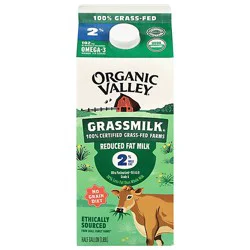 Organic Valley Grassmilk Organic Milk Reduced Fat 2% Milkfat Half Gallon - 1.89 Liter