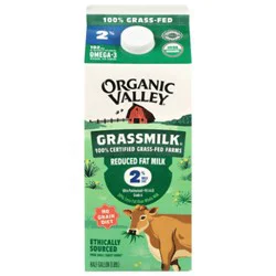 Organic Valley Grassmilk Organic Milk Reduced Fat 2% Milkfat Half Gallon - 1.89 Liter