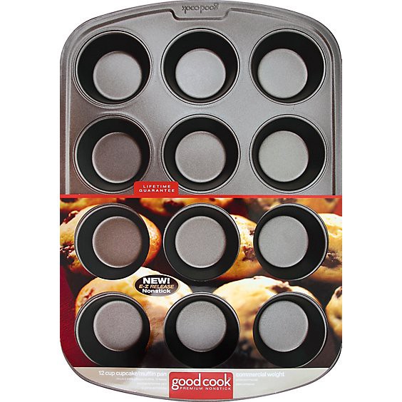 slide 1 of 1, Good Cook Pan Cupcake Muffin Premium Nonstick 12 Cup - Each, 1 ct