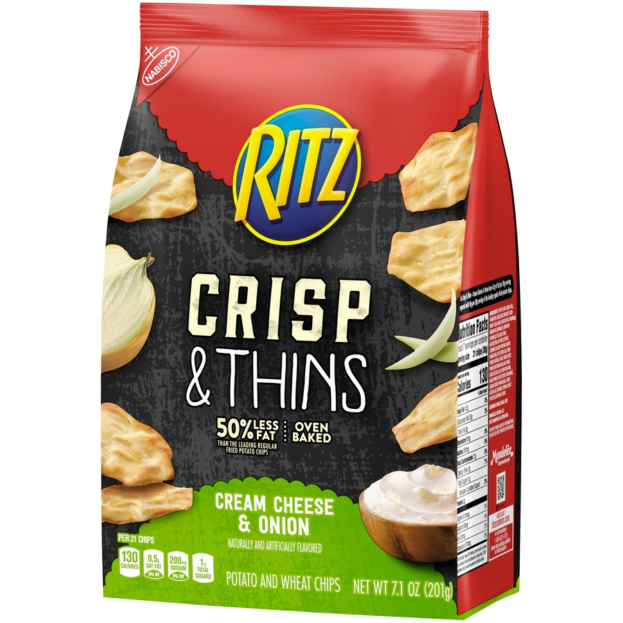 slide 6 of 8, Ritz Crisp & Thins Cream Cheese & Onion Potato And Wheat Chips - 7.1oz, 