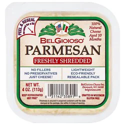 Belgioioso Natural Freshly Shredded Parmesan Square Cup - 4 Oz