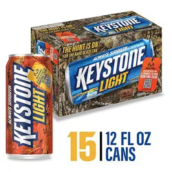 Keystone Light American Style Light Lager Beer 4.1% Abv Cans - 15-12 Fl. Oz.