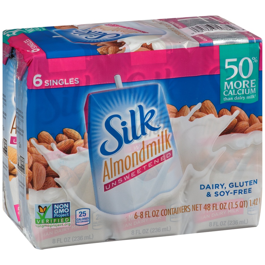 slide 2 of 8, Silk Shelf-Stable Unsweetened Almond Milk Singles, 6 ct; 8 fl oz