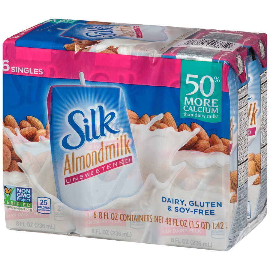 slide 3 of 8, Silk Shelf-Stable Unsweetened Almond Milk Singles, 6 ct; 8 fl oz