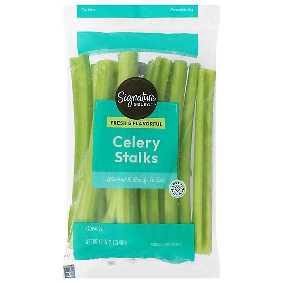 slide 1 of 1, Signature Select/farms Trimmed Celery Stalks Washed Prepacked - 16 Oz, 1 lb