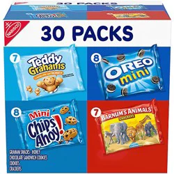 Oreo Chips Ahoy! Teddy Grahams Honey & Barnum's Animal Crackers Variety Pack - 30 Count
