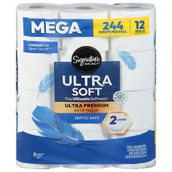 Signature Select Ultra Our Softest Mega Roll 2-Ply Bathroom Tissue Wrapper - 12 Count