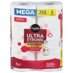 Signature Select Ultra Premium Our Strongest Mega Roll Bathroom Tissue 2 Ply - 6 Count