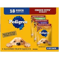 Pedigree Choice Cuts In Gravy Chicken/beef Adult Soft Wet Dog Food Pouches Variety Pk - 18-3.5 Oz